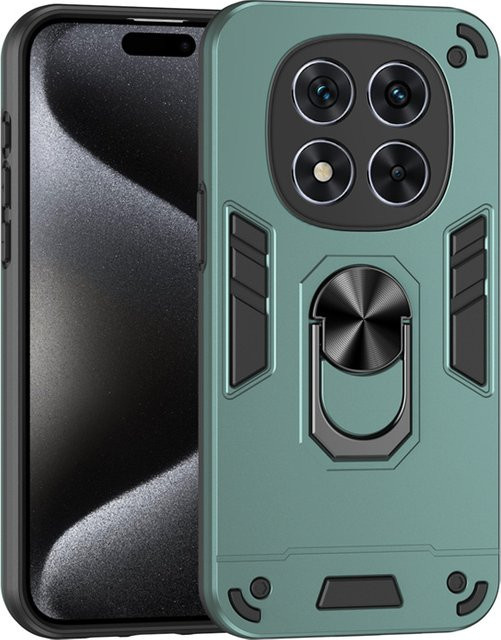 Hybrid-Rüstungshülle für Xiaomi Redmi Note 14 Pro Plus 5G und 14C 4G A3 mit magnetischem Halter und Ringschutz in Grün und Blau - Bild 1
