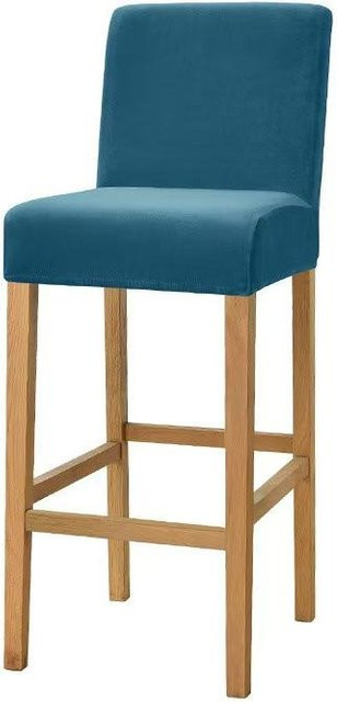 Yiran Furniture Samt Barhocker Stuhlbezug aus Polyester in Blau, elastischer Sitzbezug für Kurzlehnen-Stühle, B/T/H: 20 x 18 x 2 cm - Bild 1