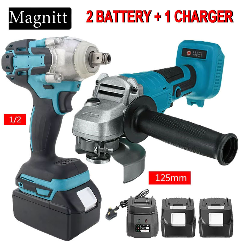 Makita LXT Akku-Elektrowerkzeug-Set mit 125 mm bürstlosem Winkelschleifer und Schlagschrauber, Blau, passend für 18V Akkus - Bild 2