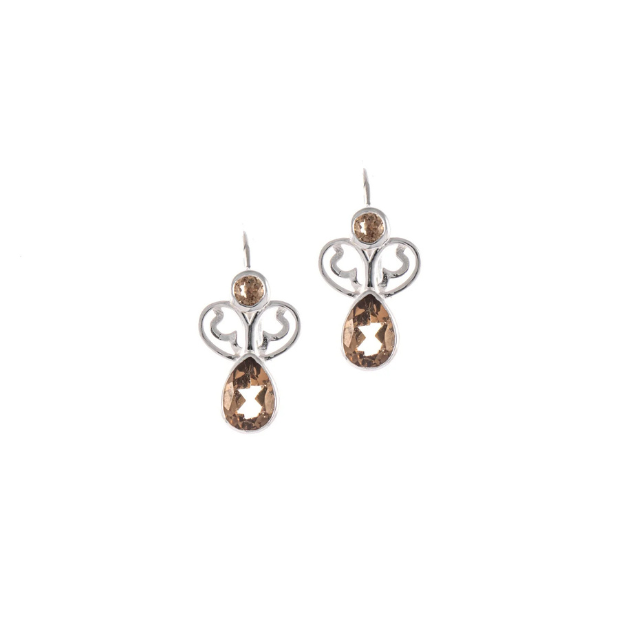Ohrringe 925 Silber, Zirkonia, cognac, Damen - Bild 1