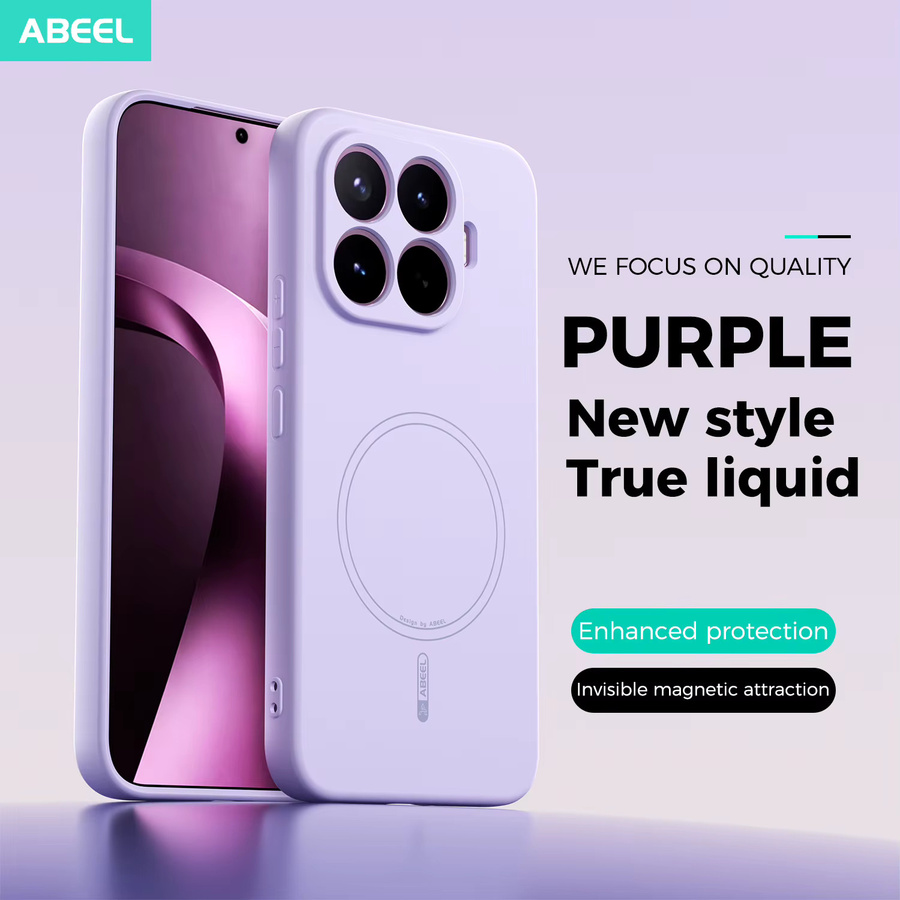Xiaomi 17T 17T Pro Flüssigsilikon Hülle mit MagSafe Magnetfunktion in Beige und Purple - Bild 2