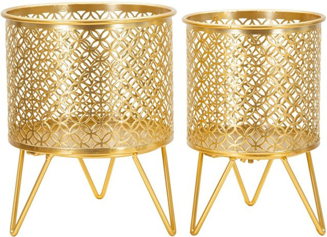 2er-Set Metall-Blumenständer Ceci von CHARME1921 in Gold, rund, Durchmesser: 16 cm, Höhe: 20 cm - Bild 1