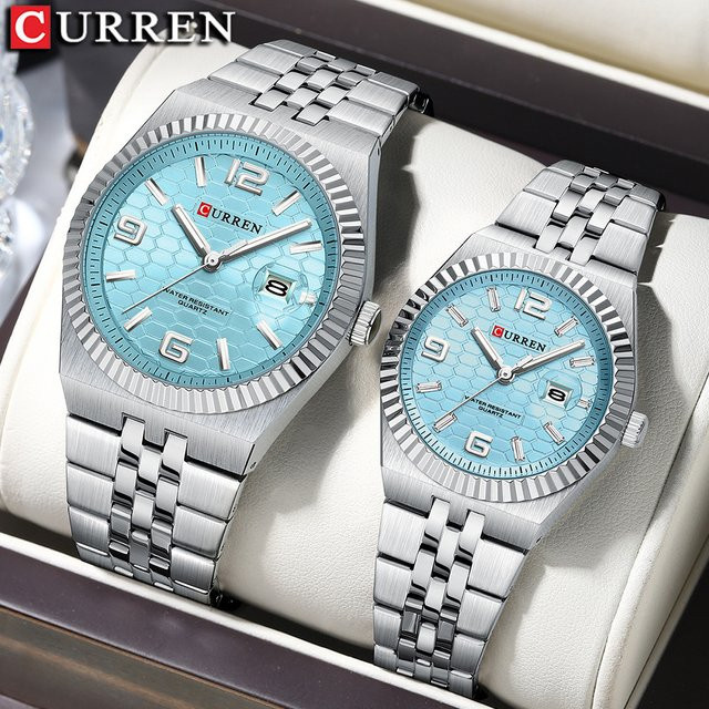 CURREN Armbanduhr Edelstahl, Analoguhr, Silber, Unisex, Datum, Leuchtzeiger - Bild 1