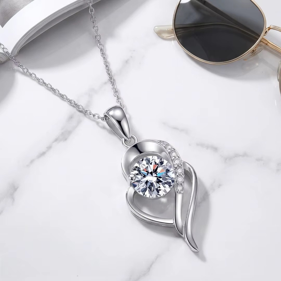 BJXMOSO Halskette mit Herzanhänger, 925 Silber, Zirkonia, Damen - Bild 3