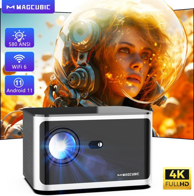 Magcubic HY350 Pro Beamer mit Android 11, 580 ANSI Lumen, 4K Unterstützung, Full HD, Wifi6 und Bluetooth 5.0 in Schwarz oder Weiß - Bild 1