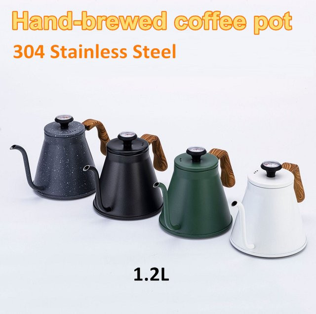 Kanone Kaffeekessel aus Edelstahl 304 in Silber und Schwarz mit 1,2 l Volumen und langem Auslauf zur Temperaturregelung für Tee und Kaffee - Bild 1