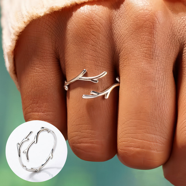 YoYo Ring, Hirschgeweih, Silber, Unisex - Bild 1