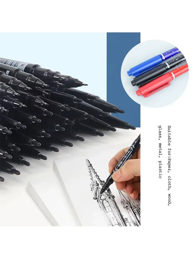 JC TATTOO Tattoo Kennzeichnungsstifte Set mit Dual Tip, 10 Stück, Permanent Ink in Schwarz, Blau und Rot - Bild 4