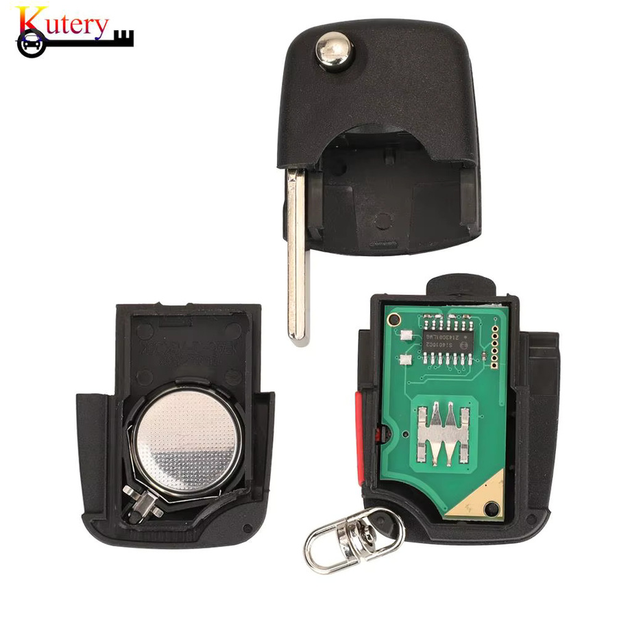 Jingyuqin Smart Car Key Faltbarer Autoschlüssel für Audi A3 A4 A6 A8 RS4 TT Allroad Quattro mit ID48 Chip 315/433MHz in Schwarz - Bild 4