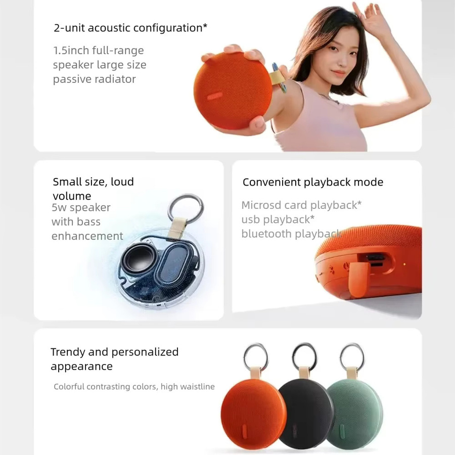Xiaomi Redmi Bluetooth-Lautsprecher 2 Tragbarer IP67 wasserdichter TWS-Außenlautsprecher mit Metallschnalle und microSD-Steckplatz in Schwarz - Bild 2