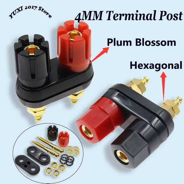YuXi Doppelanschluss-Steckverbinder in Rot und Schwarz, 4 mm Sechskant- und Pflaumenblüten-Stecker für Audio- und Elektronikgeräte - Bild 1