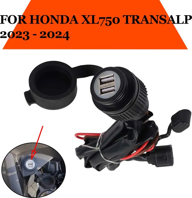 S2R Dual USB DC Outlet Konverter Kit für Honda XL750 Transalp 2023 2024 in Schwarz - Bild 1