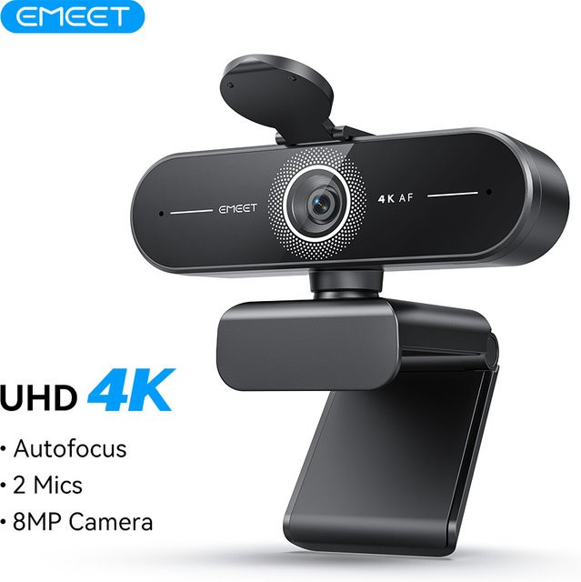 EMEET 4K UHD Webcam mit PDAF Autofokus und zwei Mikrofonen in Schwarz für PC und Computer - Bild 1