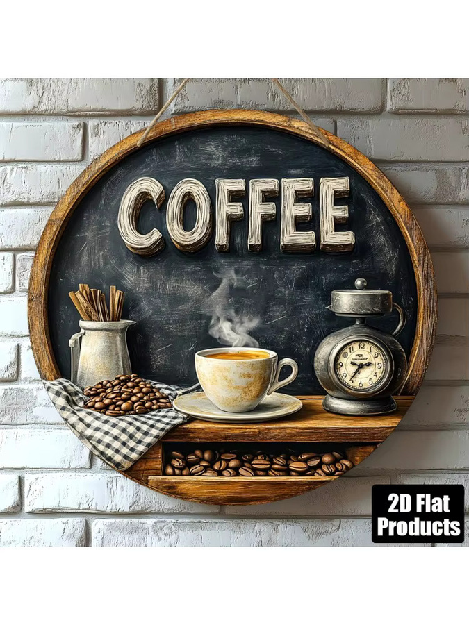 HELLOYOUNG Retro Metallschild Rund Multicolour Wandkunst für Bar Küche Café und Büro - Bild 5