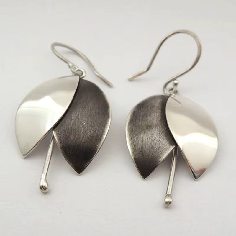 YoYo Ohrringe, silber, Blattform, Haken, Damen - Bild 5