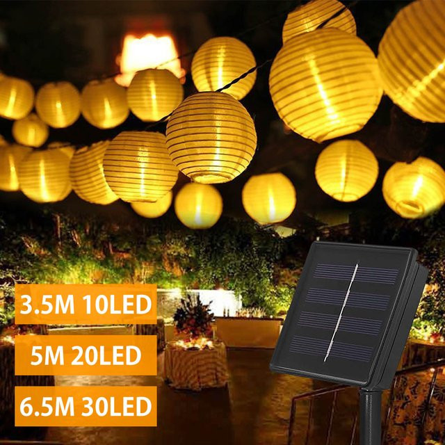 IEEYEEY Solar LED Laternen Lichterkette Warmweiß Boho Garten-Girlande für Outdoor, Weihnachten, Hochzeit und Party - Bild 1