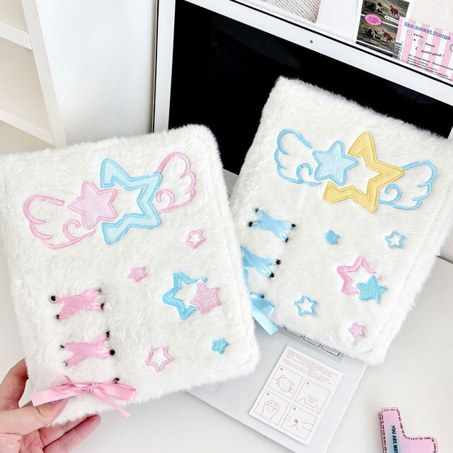 A6 Soft Plush Cartoon Binder Fotoalbum in Weiß für Kpop Idol Photocard Sammelbuch - Bild 1