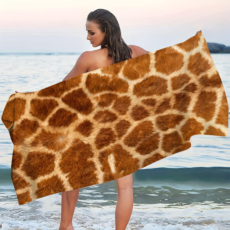 Weiches Mikrofaser-Strandtuch mit Giraffenmuster und 2D-Druck, B: 40 cm, H: 60 cm - Bild 3