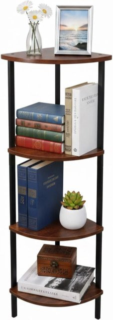 Relaxdays Eckregal in Vintagebraun mit 4 Ebenen aus MDF und Eisen, H x B x T: 125 x 44,5 x 31,5 cm - Bild 1