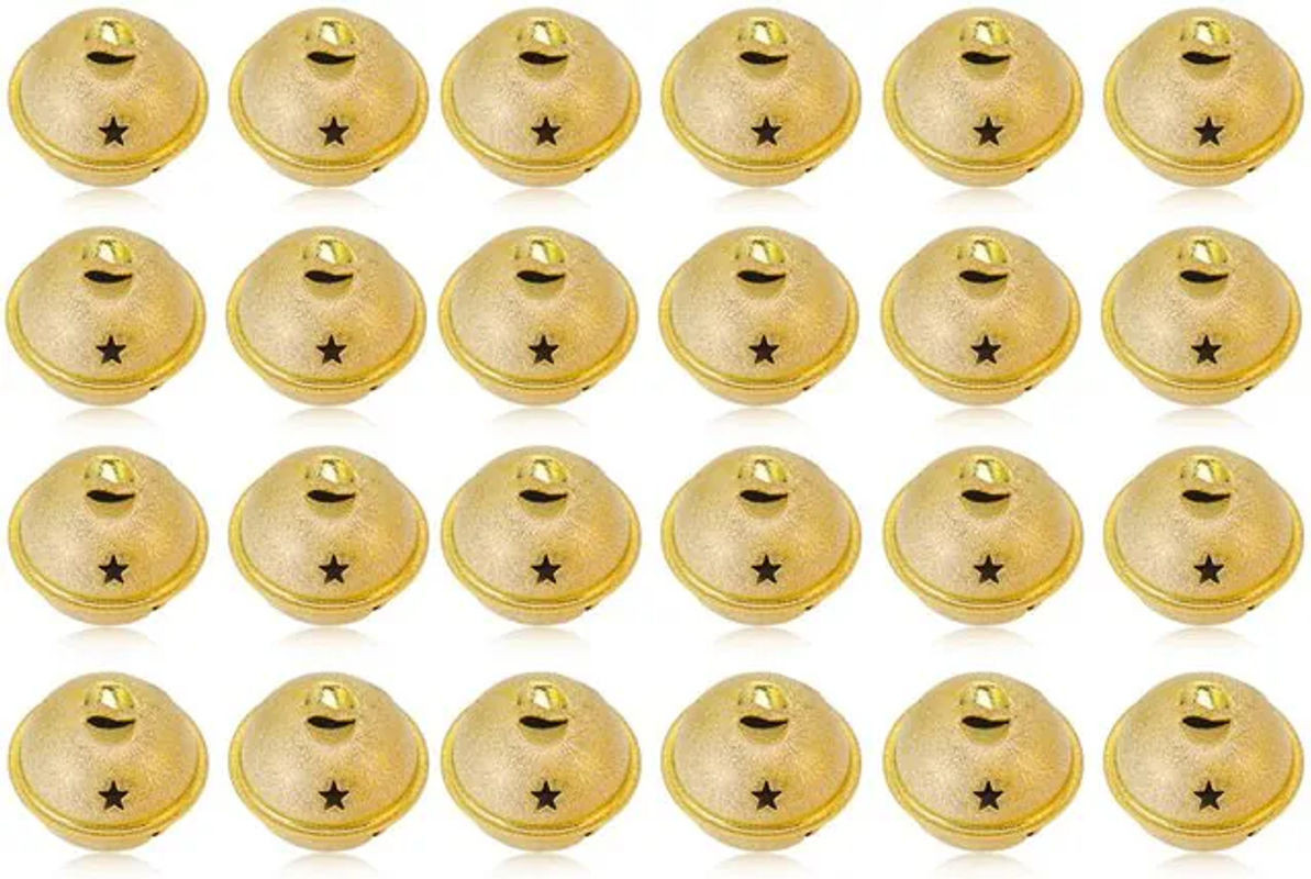 24 Stück GoolRC Weihnachtsglocken aus Metall in Gold mit Pentagramm-Design, Durchmesser: 40 mm - Bild 1