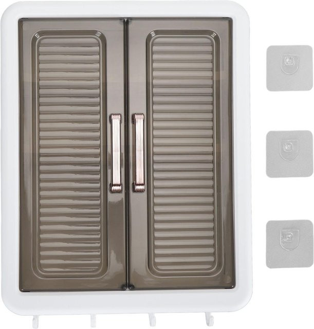 Aimo Badezimmerschrank mit Glastüren in Weiß, Wandmontierter multifunktionaler Kosmetik-Organizer und Vitrine für Make-up und Parfüm - Bild 1