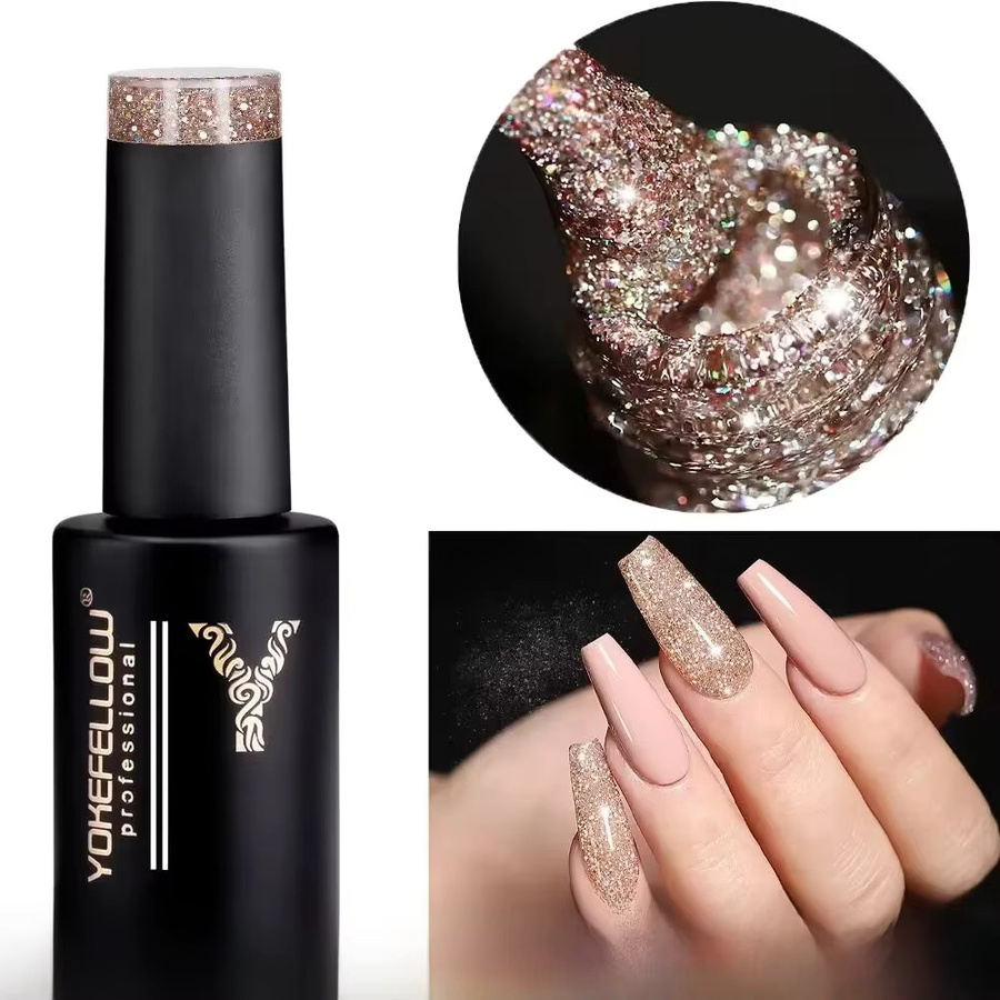 YOKEFELLOW Glitter Gel Nagellack, Braun, 10 ml - Bild 5