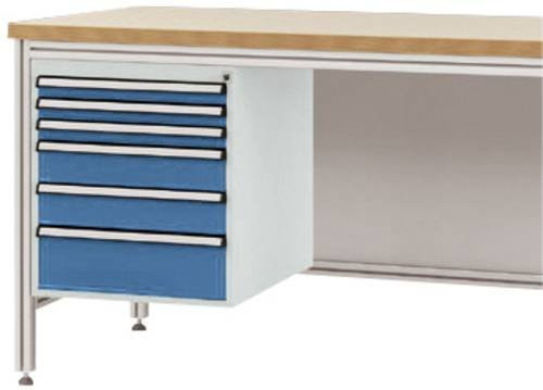 Manuflex Gehäuse-Unterbau ZB4922.0002 für ALU-Arbeitstische in Stahl, Nutzhöhe: 50 cm, mit 6 Schubfächern, passend für Tischtiefe: 80 cm - Bild 1