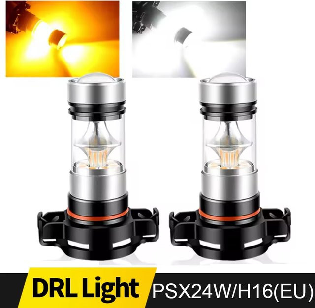 APMATAUTO LED Nebellicht-Set PSX24W H16 Front DRL Glühbirnen in Weiß und Bernstein - Bild 1