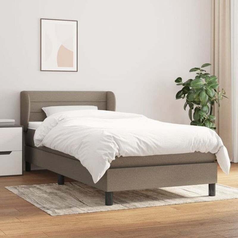 Boxspringbett mit Matratze von vidaxl in Taupe meliert, modernes Design aus Stoff und Massivholz, B/T/H: 90 x 200 x 93 x 78 x 88 cm - Bild 1