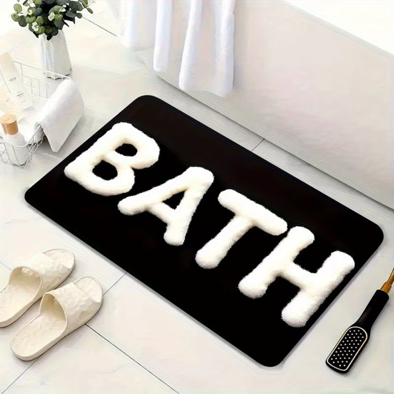 VIKAMA Minimalistischer Teppich in Schwarz, rutschfest und saugfähig für Badezimmer und Waschküche - Bild 4