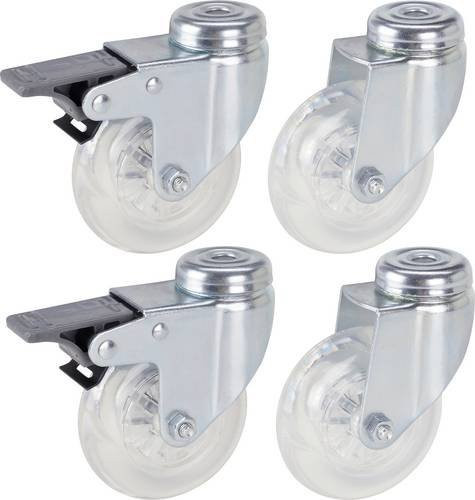 Dörner + Helmer 4506551 Lenkrolle mit Feststeller, 4er-Set, verzinkter Stahl, Rad-Durchmesser: 75 mm, Tragfähigkeit: 50 kg - Bild 1