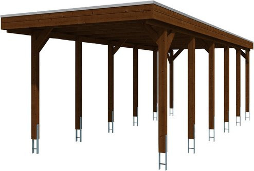 Skanholz Carport Friesland aus Holz in Nussbaum Braun B/T: 314 x 860 cm, Höhe: 241 cm - Bild 3