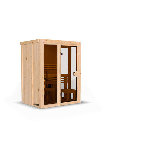 KARIBU Sauna Juminda aus nordischem Fichtenholz für 2 Personen, beige, B/T/H: 155 x 122 x 198 cm - Bild 2