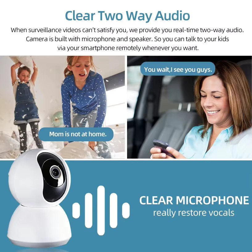 Tuya Smart Home Baby Monitor Mini Indoor Sicherheit IP Kamera mit 2K Auflösung, 5MP Wifi, PTZ Auto Tracking und Zwei-Wege-Audio in Weiß - Bild 3