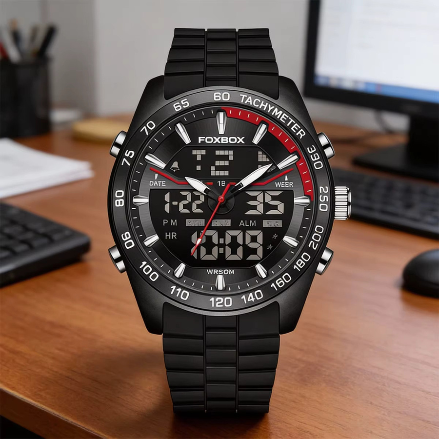 FOXBOX Digitaluhr, Quarz, Kunststoff, Schwarz, Herren - Bild 2