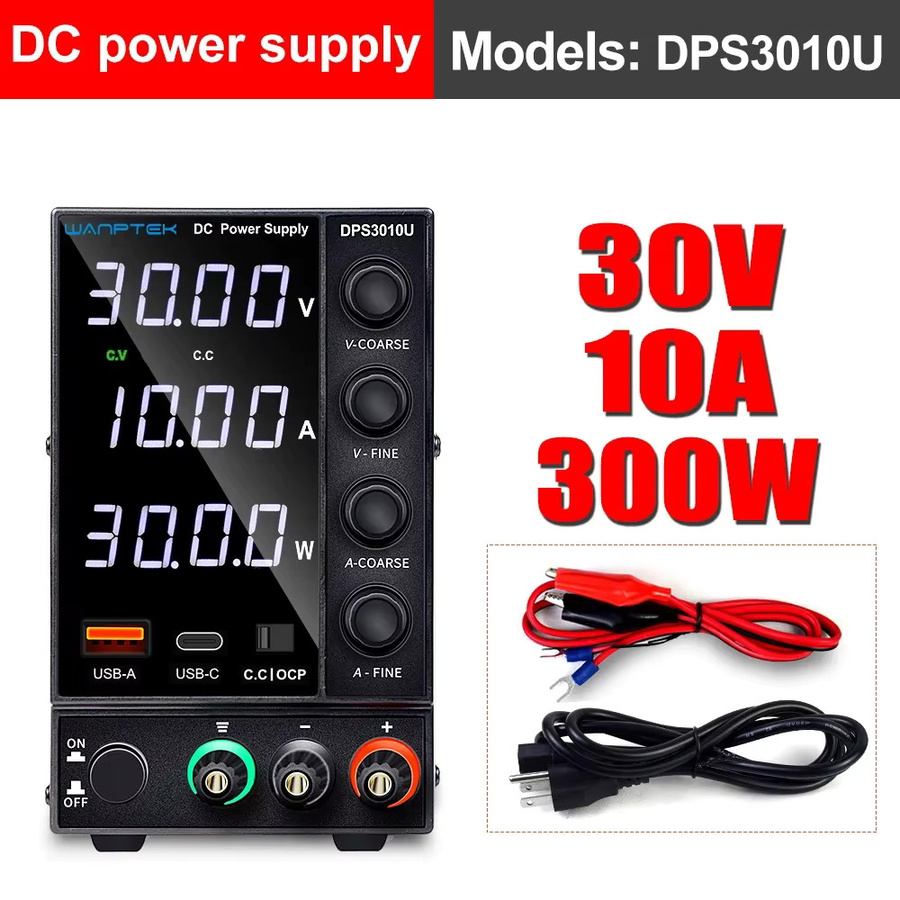 Wanptek DC-Labor-Netzteil in Schwarz mit regulierbarer Spannung und Strom sowie Dual-Eingangsspannung 220 V/110 V - Bild 3