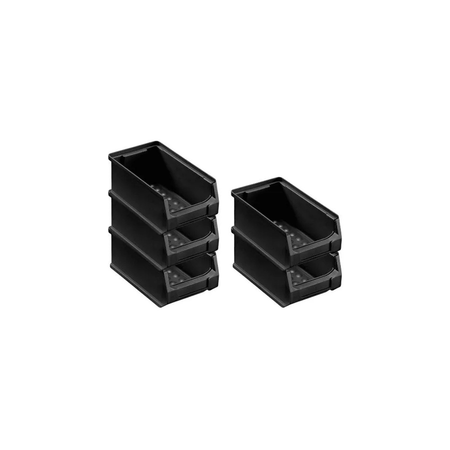 PROREGAL ESD Sichtlagerbox SparSet 5er Pack, Schwarz, H x B x T: 7,5 x 5 x 17,5 cm, 0,8 Liter - Bild 2
