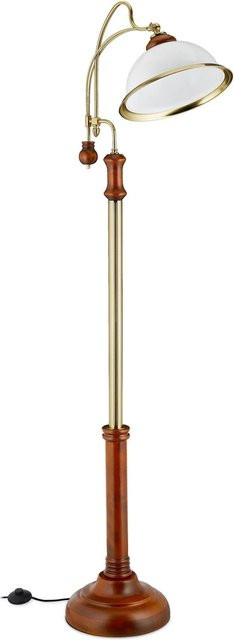 Relaxdays Stehlampe aus Glas und Birkenholz mit Eisenfuß, neigbar, Braun Gold Weiß, H x B x T: 166 x 40 x 36 cm - Bild 1