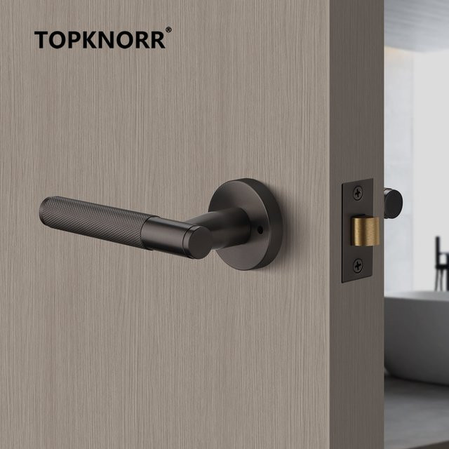 TOP KNORR Badezimmer-Türgriffschloss aus Edelstahl 304 mit einzelner Zunge in Silber oder Schwarz - Bild 1