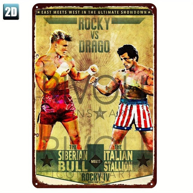 Vintage Boxing Blechschild CIFBUY Rocky vs Drago Metall-Wandkunst-Dekor, B/H: 20,3 x 30,5 cm, Mehrfarbig - Bild 1