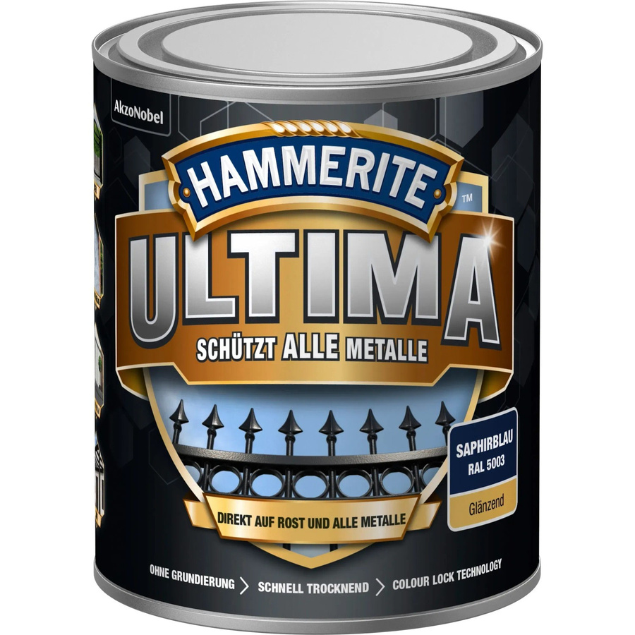 Hammerite Ultima Premium Metall-Schutzlack glänzend Saphirblau 0,75 l - Bild 2