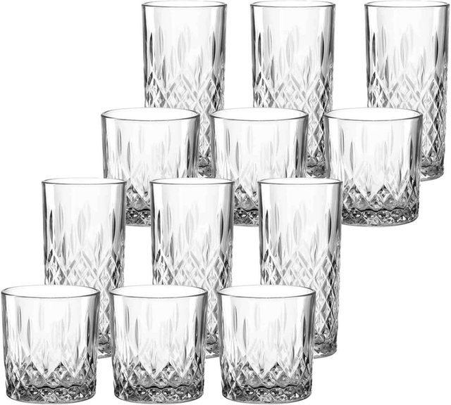 Leonardo Becherset Limited 12er Set Tumbler aus Glas in Transparent mit geometrischem Design - Bild 1