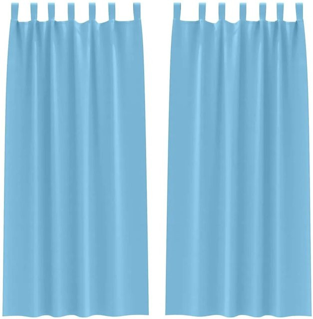 vidaXL Verdunkelungsvorhänge mit Ringen aus Polyester in Himmelblau, thermoisolierend - Bild 1