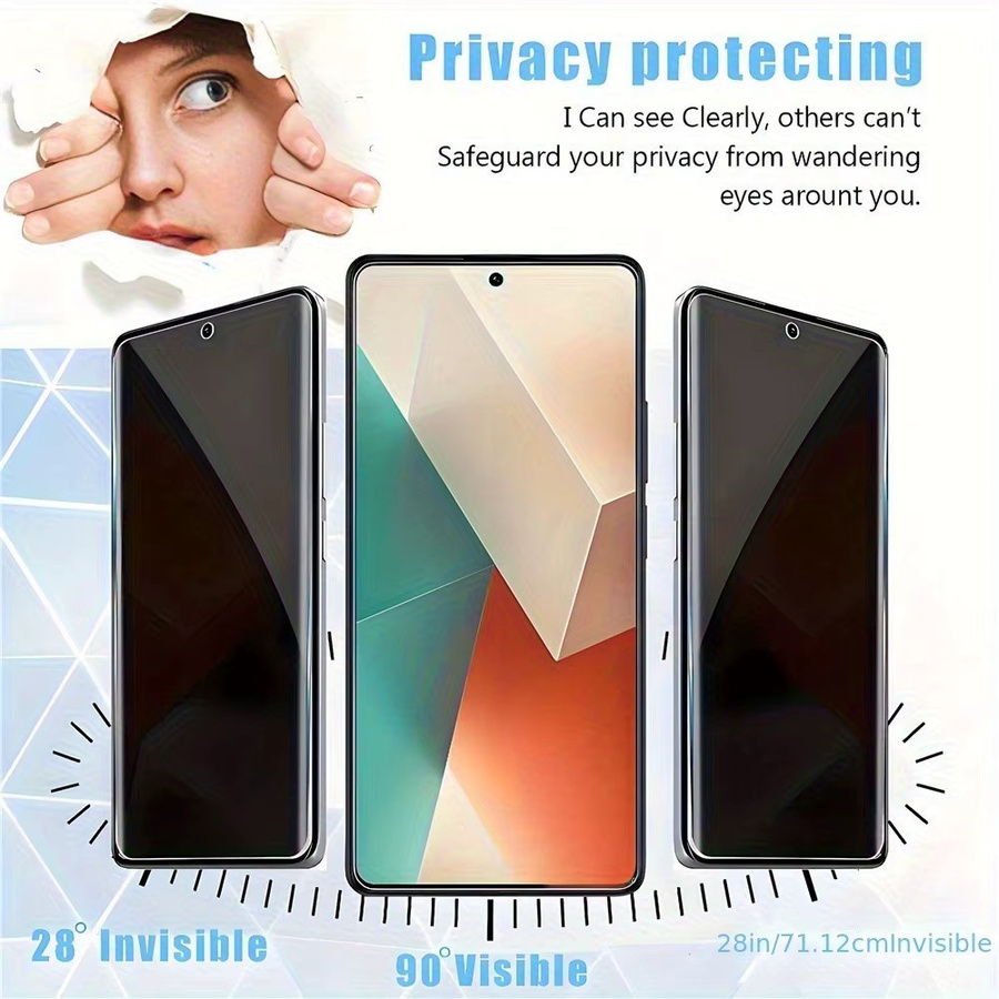 DIXSG 4er Pack Anti-Spy Displayschutzfolie aus gehärtetem Glas für Redmi Note 14 5G 13 12 11 Pro 14S 12S 11S 15C 15 14C 13C 12C 10A 9A in Schwarz und Transparent - Bild 2