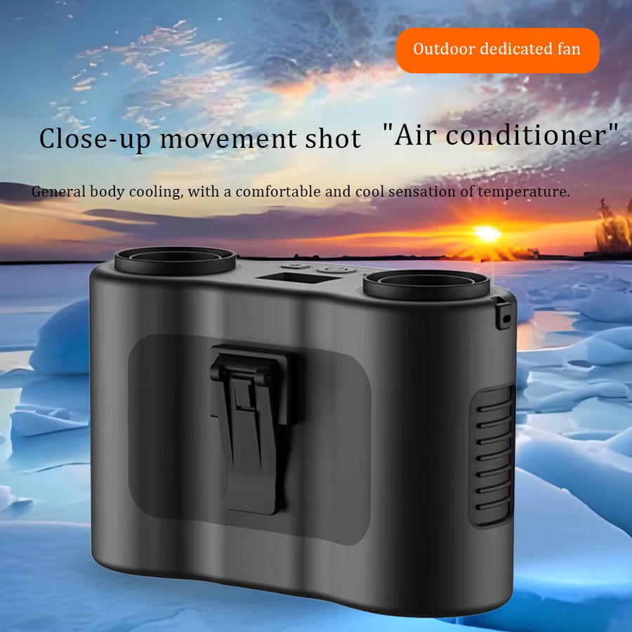 HOMEFISH Tragbarer Mini-Taillenclip-Ventilator mit Doppel-Luftauslass und 20000 mAh Akku in Grau - Bild 2