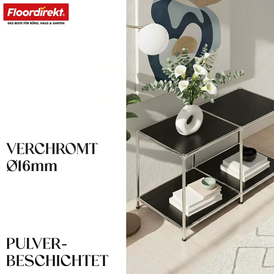 FLOORDIREKT Metallregal Concept Epure MK-016 Sideboard und Ablageregal in Schwarz oder Weiß mit mattem Finish - Bild 2