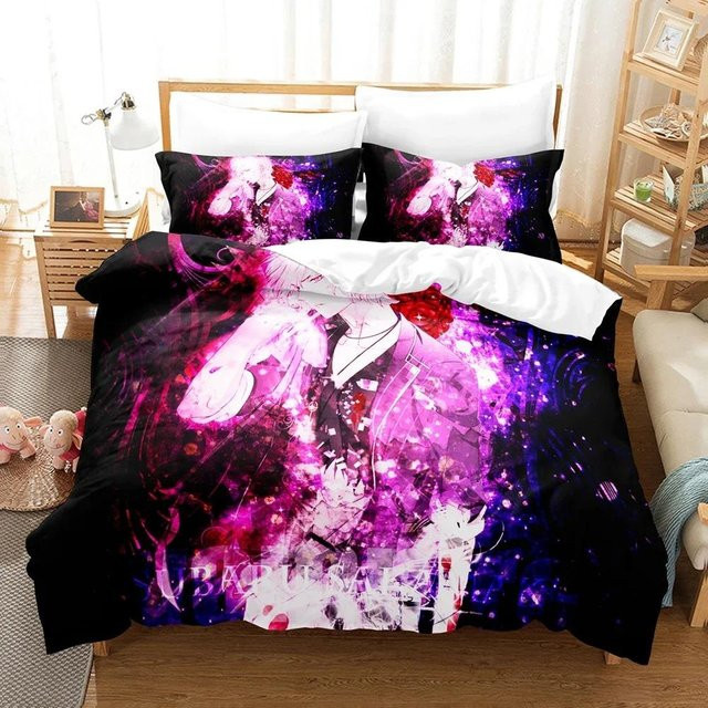 Anime Diabolik Lovers Bettwäsche-Set aus Mikrofaser in Lila mit Bettbezug und Kissenbezug, B/H: 260 x 220 cm - Bild 1