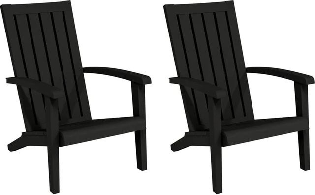 vidaXL Adirondack-Gartenstühle 2er-Set Schwarz aus Polypropylen - Bild 1