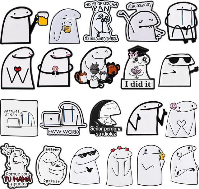 XioMara Brosche Emaille, Figuren Flork Meme, Unisex - Bild 1
