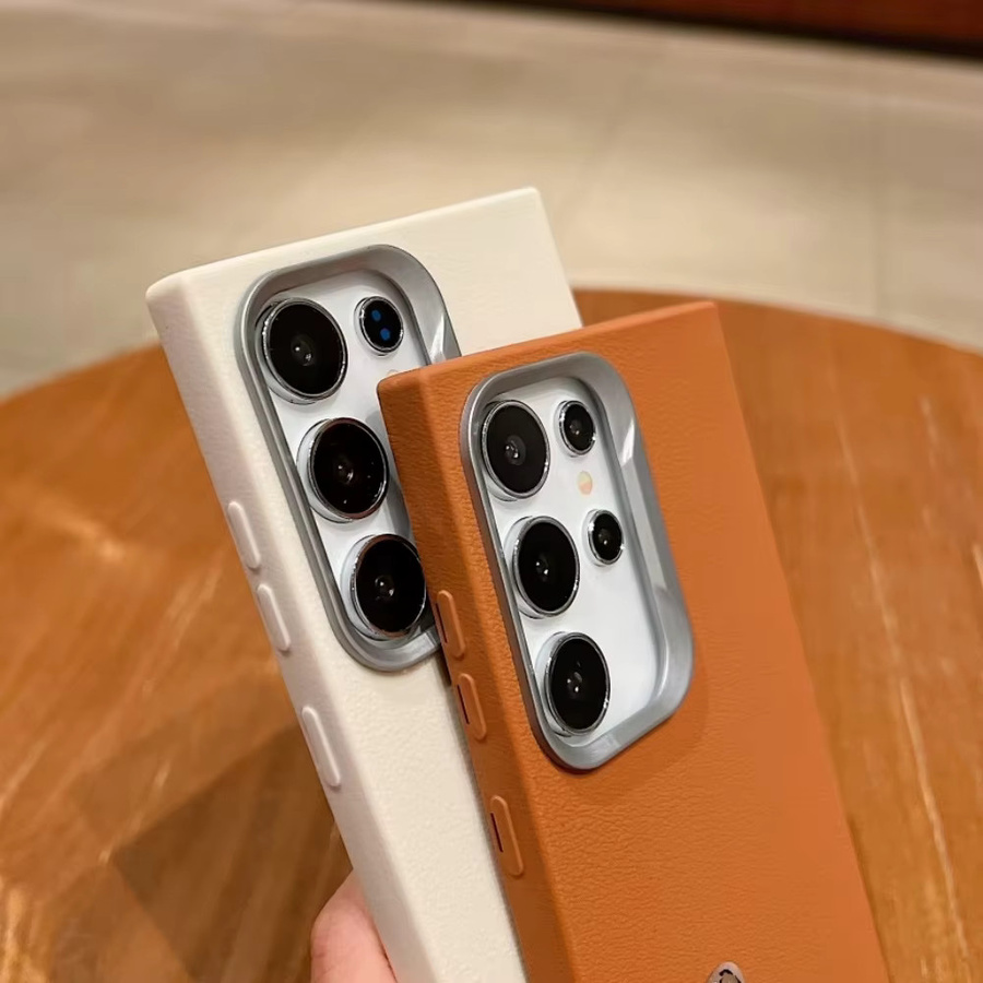 Luxuriöse Leder-Handyhülle mit Litschi-Muster für Samsung Galaxy S25 S24 S23 Ultra Plus aus hochwertigem Schaffell mit Anti-Drop-Schutz - Bild 1